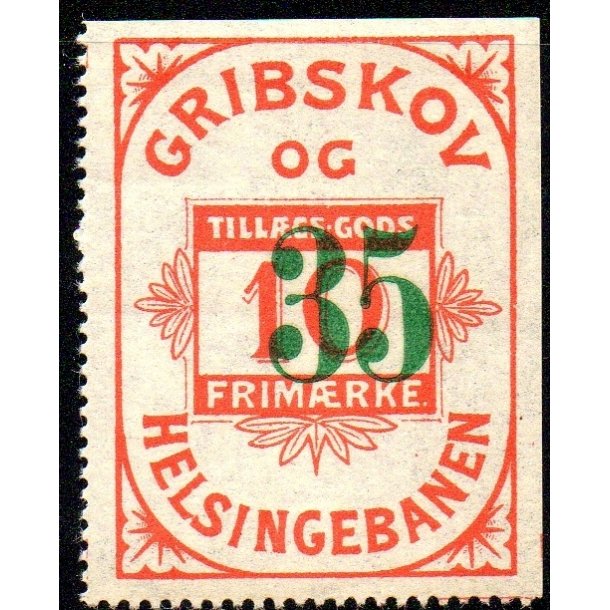 Gribskovbanen Helsinge Banen - Gods Frimrke - 25 re overstemplet til 35 re - Ustemplet
