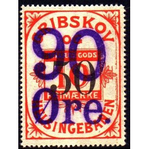 Gribskovbanen Helsinge Banen - Gods Frimrke - 10 re overstemplet til 50 re/90 re - Ustemplet