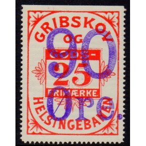 Gribskovbanen Helsinge Banen - Gods Frimrke - 25 re overstemplet til 90 re - Ustemplet