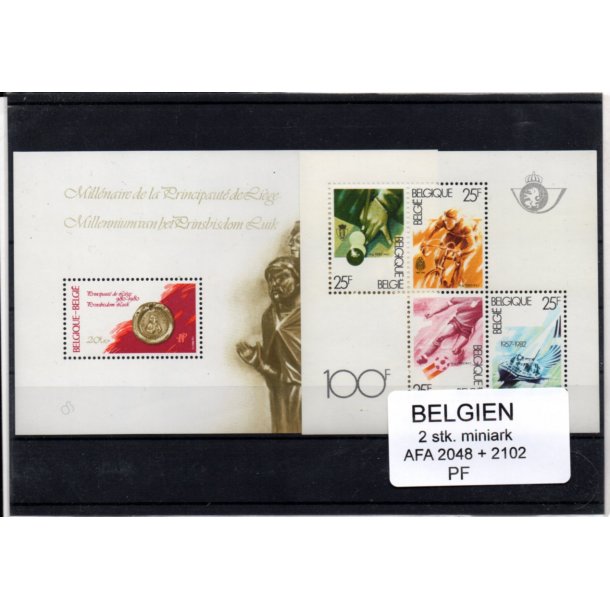 Belgien - 2 Miniark AFa 2048 og 2102 - Postfrisk