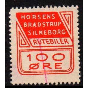 Horsens - Brdstrup - Silkeborg - Rutebil - Godsfrimrke - 100 re - Stemplet