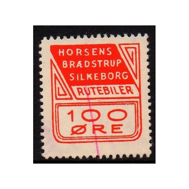 Horsens - Brdstrup - Silkeborg - Rutebil - Godsfrimrke - 100 re - Stemplet