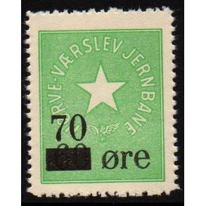 Hrve - Vrslev Jernbane - Godsfrimrke  - 30 re overstemplet til 70 re - Ustemplet