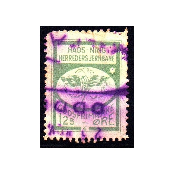 Hads - Ning Herreds Jernbane - Godsfrimrke  - 25 re - Stemplet