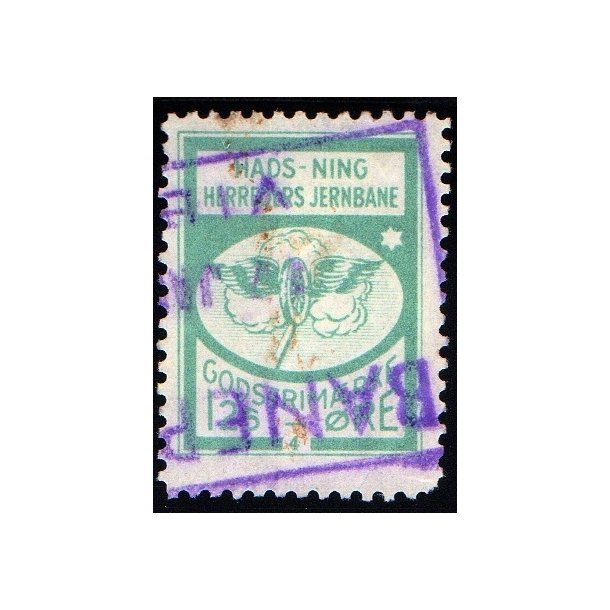 Hads - Ning Herreds Jernbane - Godsfrimrke  - 25 re - Stemplet