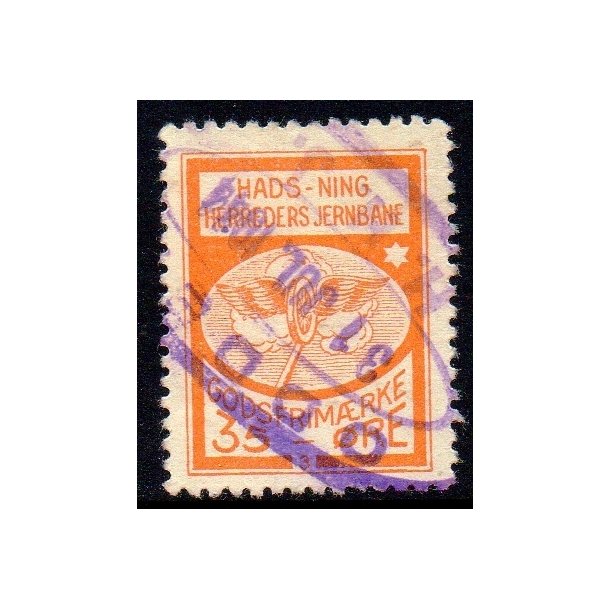 Hads - Ning Herreds Jernbane - Godsfrimrke  - 35 re - Stemplet