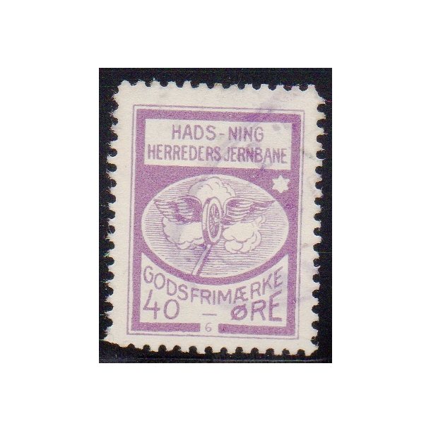 Hads - Ning Herreds Jernbane - Godsfrimrke  - 40 re - Stemplet