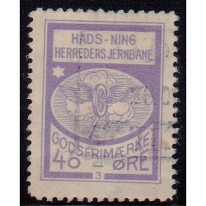 Hads - Ning Herreds Jernbane - Godsfrimrke  - 40 re - Stemplet