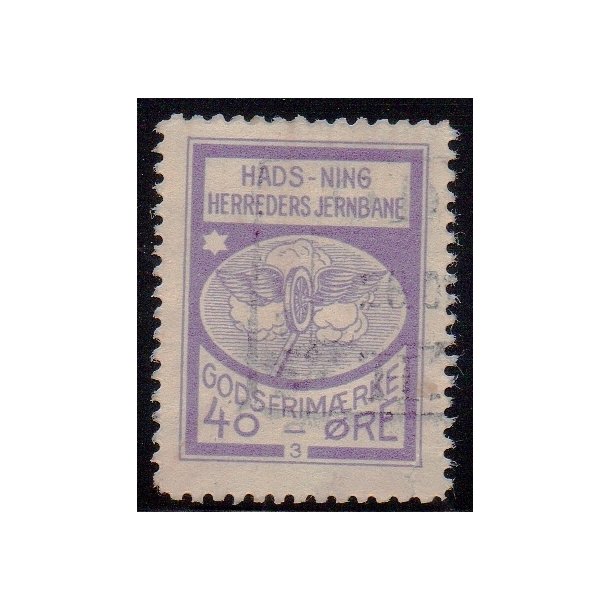 Hads - Ning Herreds Jernbane - Godsfrimrke  - 40 re - Stemplet