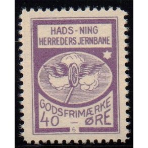 Hads - Ning Herreds Jernbane - Godsfrimrke  - 40 re - Ustemplet