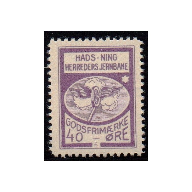 Hads - Ning Herreds Jernbane - Godsfrimrke  - 40 re - Ustemplet
