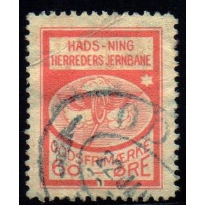 Hads - Ning Herreds Jernbane - Godsfrimrke - 60 re - Stemplet