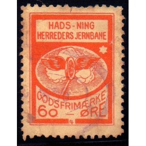 Hads - Ning Herreds Jernbane - Godsfrimrke - 60 re - Stemplet