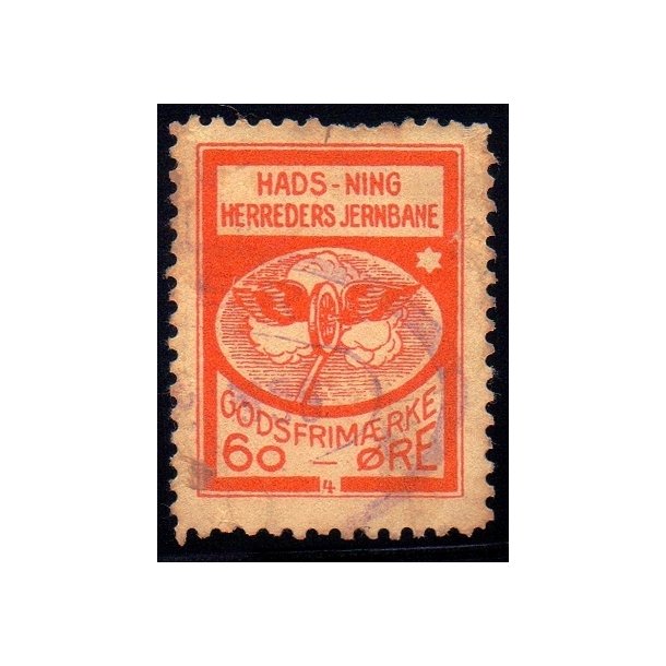 Hads - Ning Herreds Jernbane - Godsfrimrke - 60 re - Stemplet