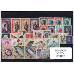 Monaco - Samling - 30 stk.forskellige Stemplet/Ustemplet