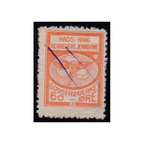Hads - Ning Herreds Jernbane - Godsfrimrke - 60 re - Stemplet