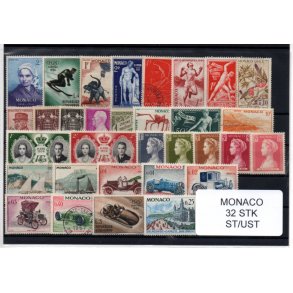 Monaco - Samling - 32 stk.forskellige Stemplet/Ustemplet