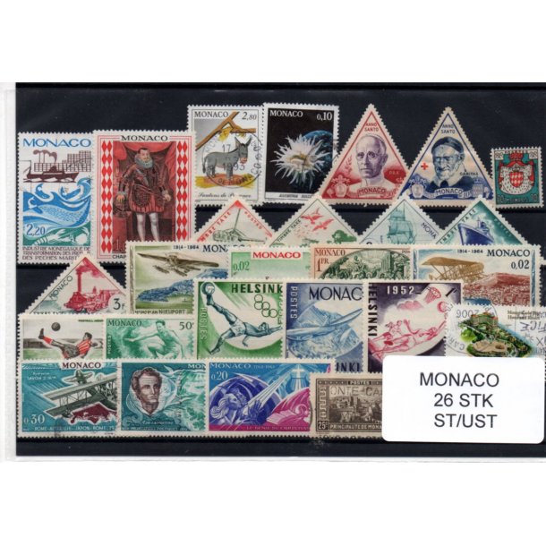 Monaco - Samling - 26 stk.forskellige Stemplet/Ustemplet