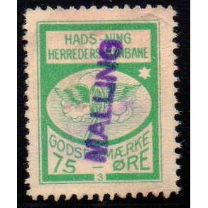 Hads - Ning Herreds Jernbane - Godsfrimrke - 75 re - Stemplet
