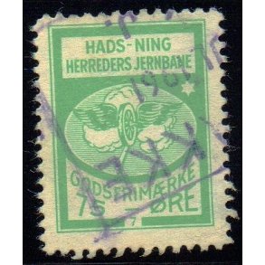 Hads - Ning Herreds Jernbane - Godsfrimrke - 75 re - Stemplet