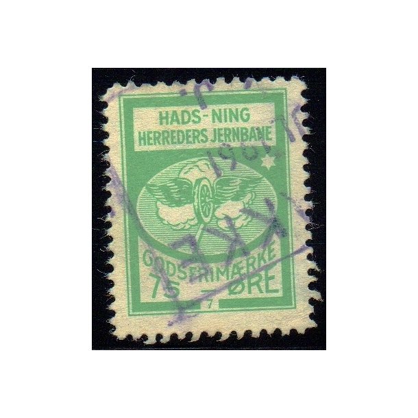 Hads - Ning Herreds Jernbane - Godsfrimrke - 75 re - Stemplet