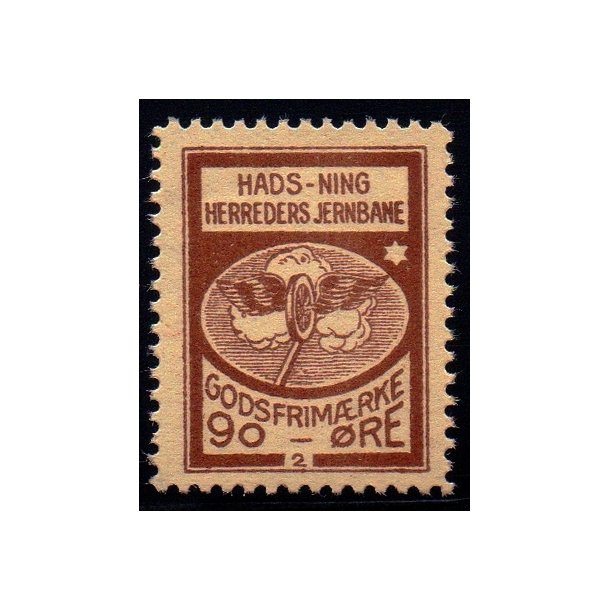 Hads - Ning Herreds Jernbane - Godsfrimrke - 90 re - Ustemplet