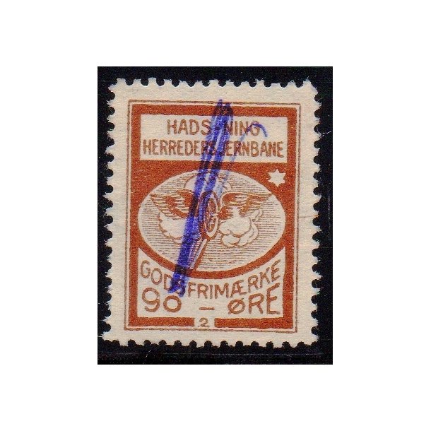 Hads - Ning Herreds Jernbane - Godsfrimrke - 90 re - Stemplet