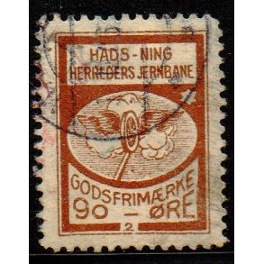 Hads - Ning Herreds Jernbane - Godsfrimrke - 90 re - Stemplet
