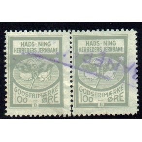 Hads - Ning Herreds Jernbane - Godsfrimrke Par - 100 re  - Stemplet