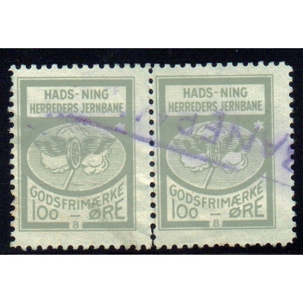 Hads - Ning Herreds Jernbane - Godsfrimrke Par - 100 re  - Stemplet
