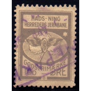 Hads - Ning Herreds Jernbane - Godsfrimrke - 100 re  - Stemplet