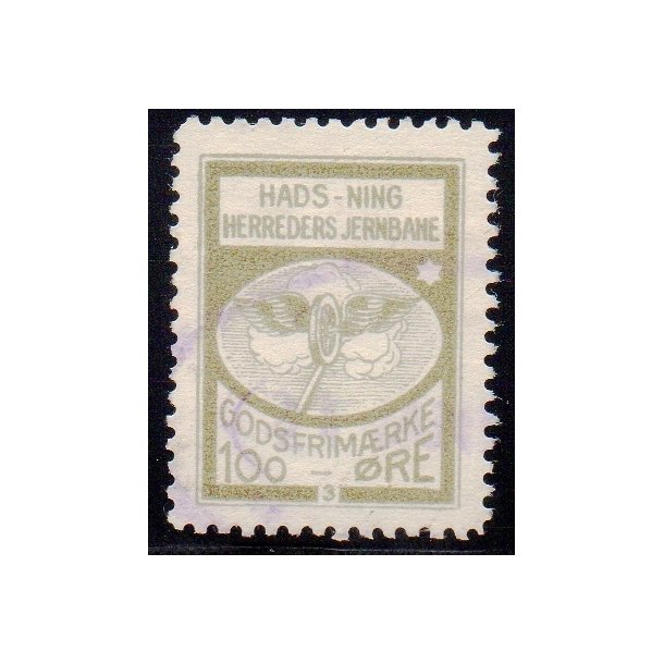 Hads - Ning Herreds Jernbane - Godsfrimrke - 100 re  - Stemplet
