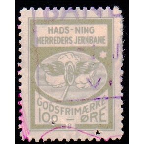 Hads - Ning Herreds Jernbane - Godsfrimrke - 100 re  - Stemplet