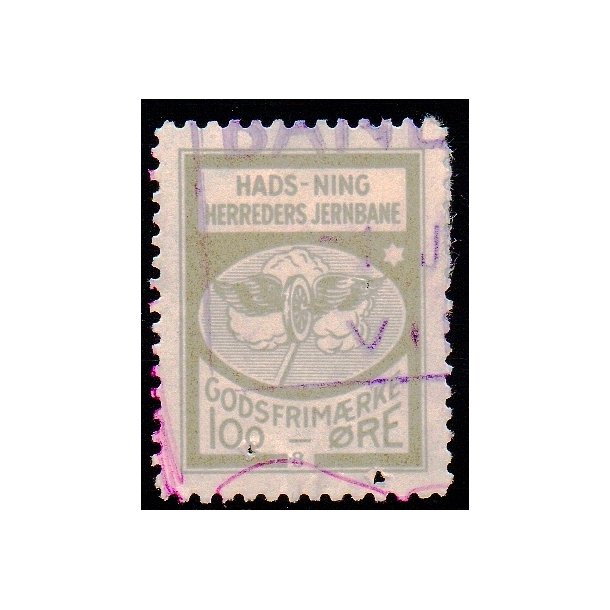 Hads - Ning Herreds Jernbane - Godsfrimrke - 100 re  - Stemplet