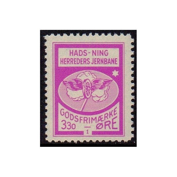 Hads - Ning Herreds Jernbane - Godsfrimrke - 330 re  - Ustemplet