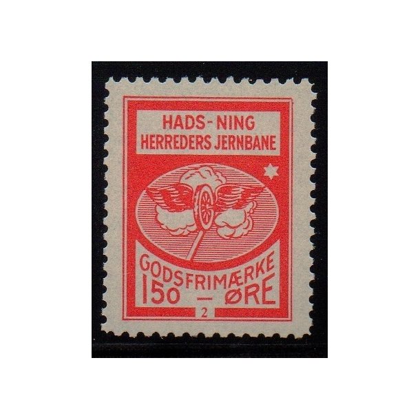 Hads - Ning Herreds Jernbane - Godsfrimrke - 150 re  - Ustemplet