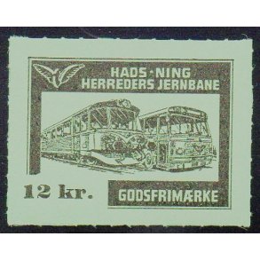 Hads - Ning Herreds Jernbane - Godsfrimrke - 12 Kr. - Ustemplet