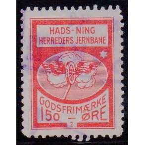 Hads - Ning Herreds Jernbane - Godsfrimrke - 150 re  - Stemplet