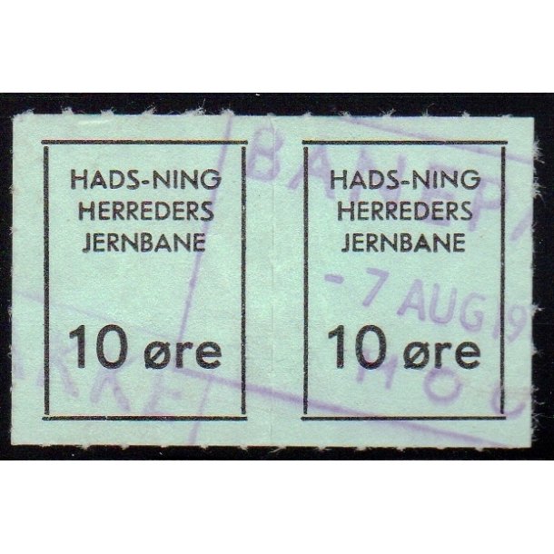 Hads - Ning Herreds Jernbane - Godsfrimrke Par - 10 re - Stemplet