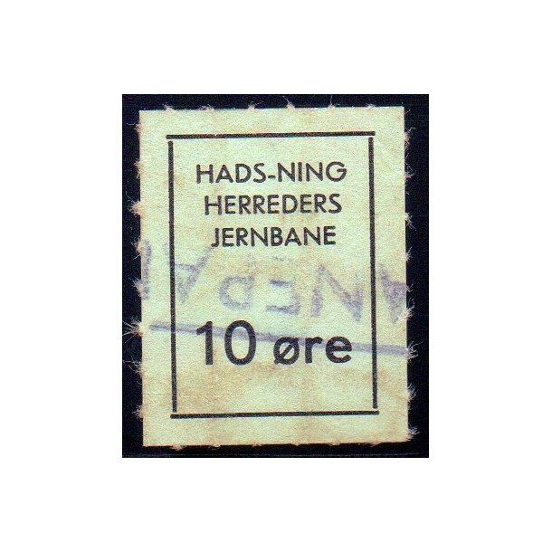 Hads - Ning Herreds Jernbane - Godsfrimrke - 10 re - Stemplet