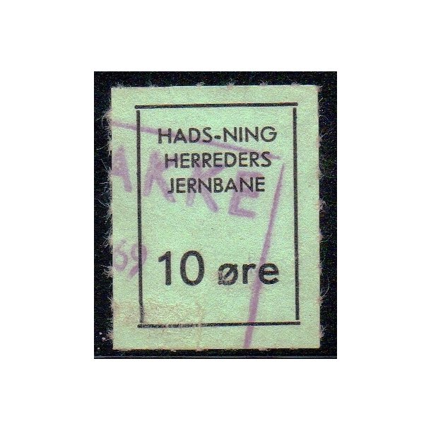 Hads - Ning Herreds Jernbane - Godsfrimrke - 10 re - Stemplet