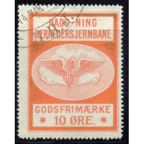 Hads - Ning Herreds Jernbane - Godsfrimrke - 10 re - Stemplet