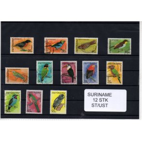 Suriname Samling - 12 stk - Stemplet/Ustemplet