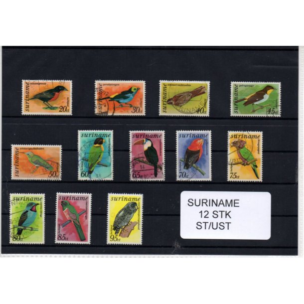 Suriname Samling - 12 stk - Stemplet/Ustemplet