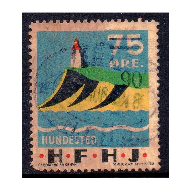 H.F.H.J.  - Godsfrimrke - 75 re - Stemplet
