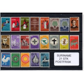 Suriname Samling - 21 stk - Postfrisk