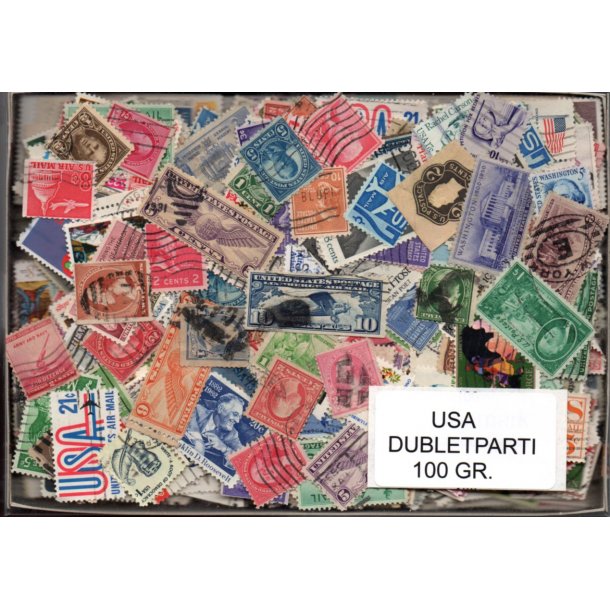 U.S.A. Dubletparti 100 gram afvaskede frimærker.