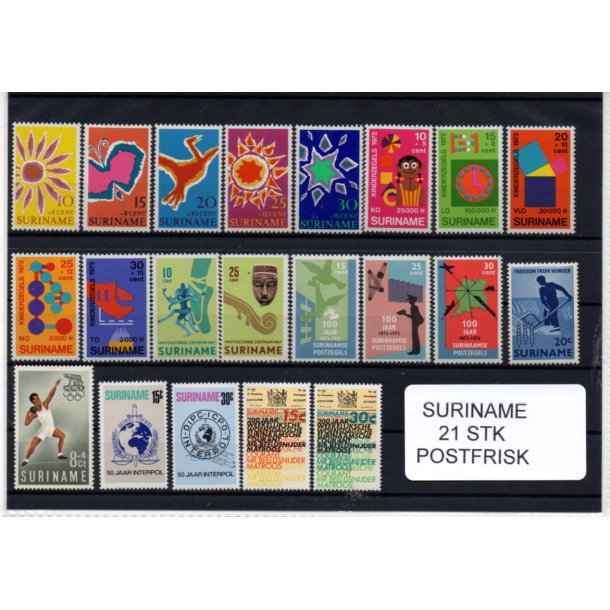 Suriname Samling - 21 stk - Postfrisk