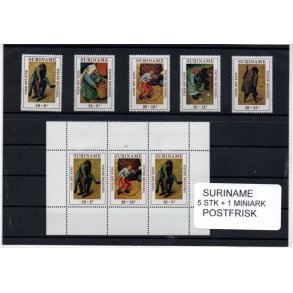 Suriname Samling - 5 stk + 1 Miniark - Postfrisk