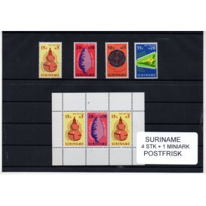 Suriname Samling - 4 stk + 1 Miniark - Postfrisk